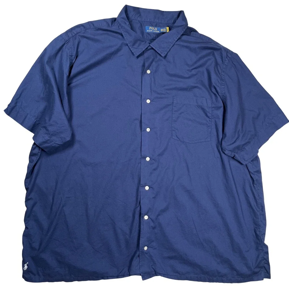 Polo Ralph Lauren Button Up Shirt Men 4XB Navy Short Sleeve Pony Logo Camp